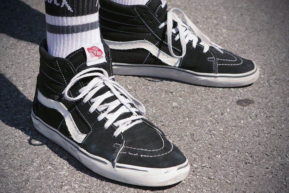 vans sk8 hi black on feet