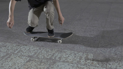 Skateboard Trick FS 180 Ollie Voet positie