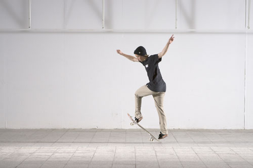 Skateboard Trick FS 180 Ollie