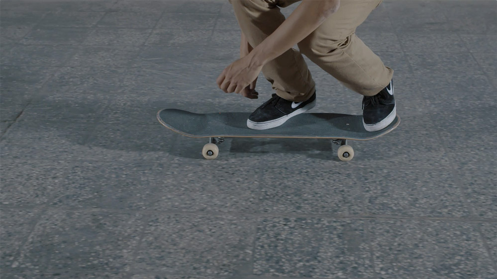 Skateboard Trick Hardflip Fußstellung