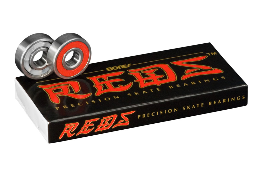 Bones Reds Skateboard Bearings - Set Of 8 With Spacers & Washers For Smooth Riding