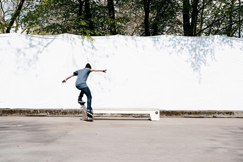 Skateboard Trick Halfcab Noseslide Nollie Heelflip Out