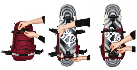 Attatch skateboard to backpack with boardcatcher Attatch skateboard to backpack with boardcatcher